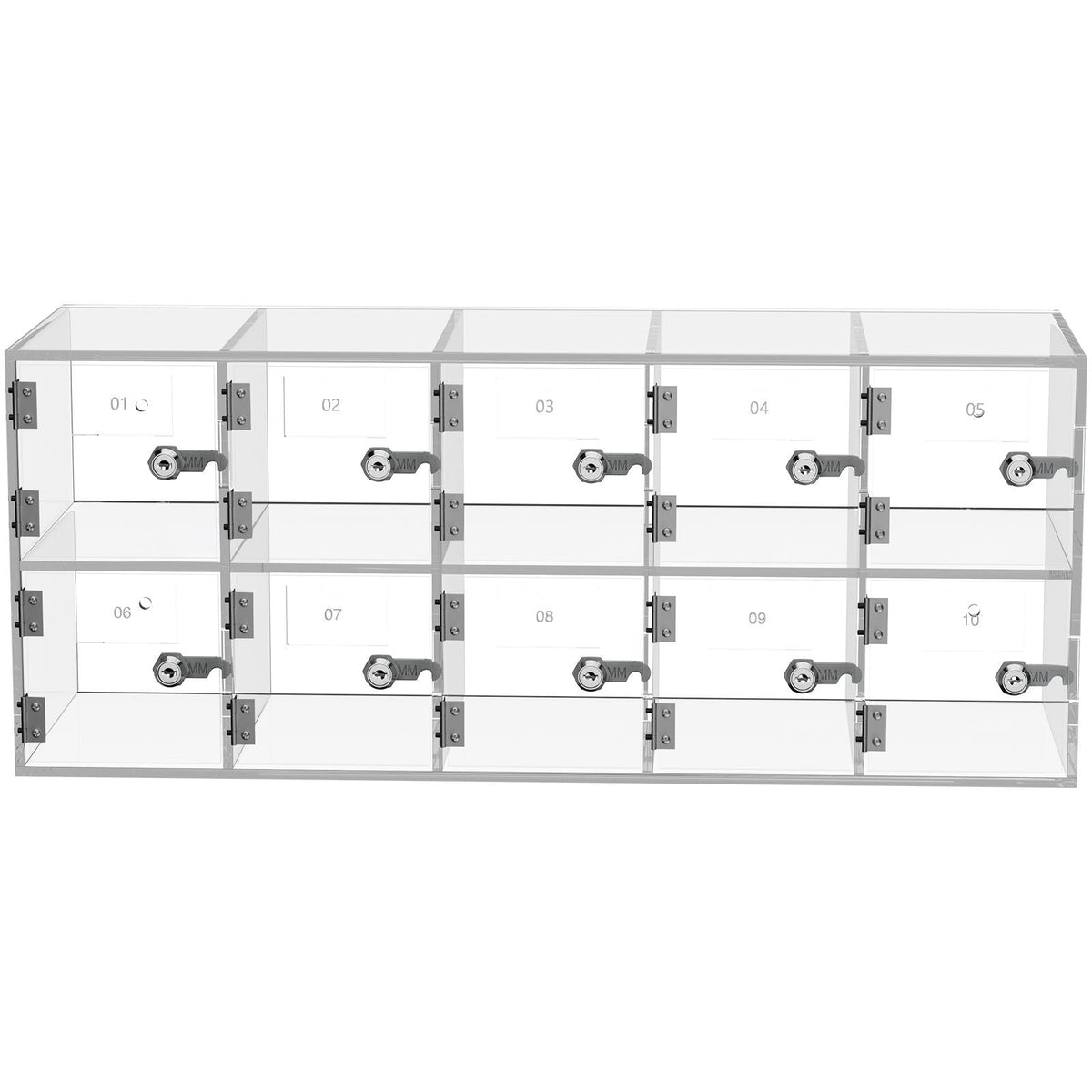 Cell Phone Storage Locker, 10 Slots Acrylic Material with Door Locks and Keys, Wall-Mounted Cabinet Pocket Office Classroom Gym Box, Clear