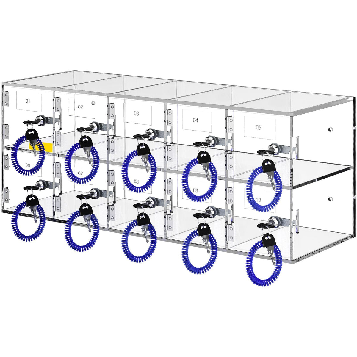 Cell Phone Storage Locker, 10 Slots Acrylic Material with Door Locks and Keys, Wall-Mounted Cabinet Pocket Office Classroom Gym Box, Clear