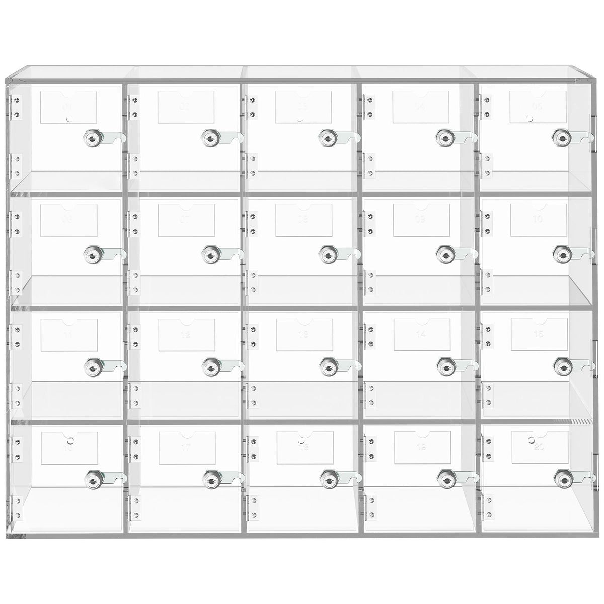 Cell Phone Storage Locker, 20 Slots Acrylic Material with Door Locks and Keys, Wall-Mounted Cabinet Pocket Office Classroom Gym Box, Clear
