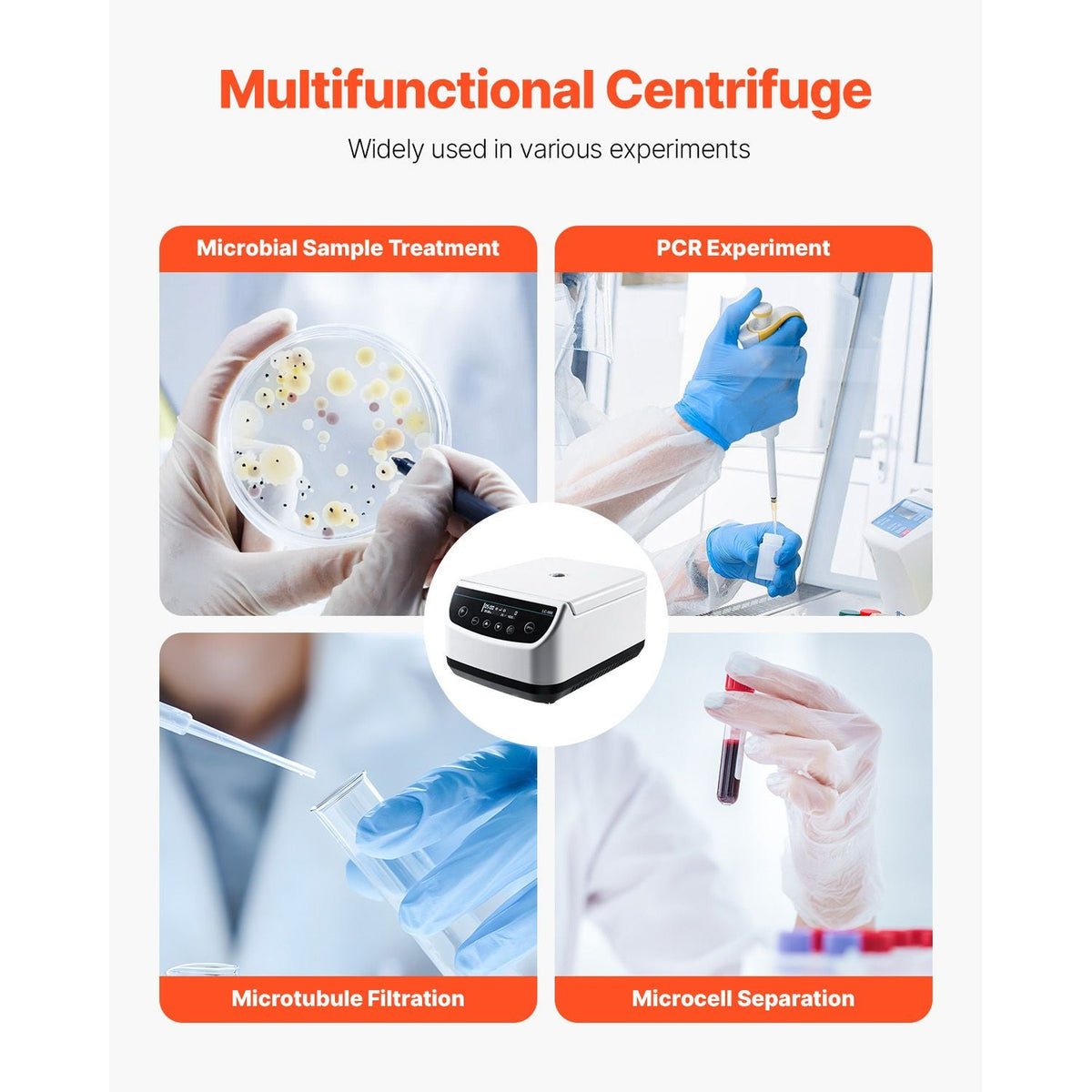 Centrifuge Machine, 100-1900xg RCF Electric Laboratory Centrifuge Machine with 1 Rotor for 2/5/10/15ml Tube Capacity, Low Speed 500-4000rpm with Timer, Widely Used in Various Experiments