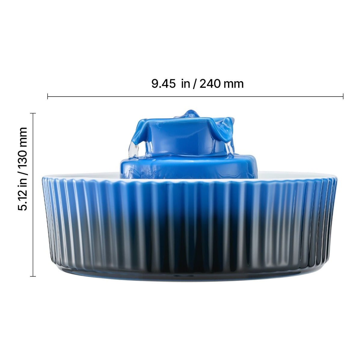 Ceramic Cat Water Fountain, 2.1L/71oz Cupcake Pet Fountain, Porcelain Cat Water Dispenser with Ultra-Quiet Pump, 360° Drinking Area and Multi-Layer Filtration System, for Cats and Dogs (Blue)