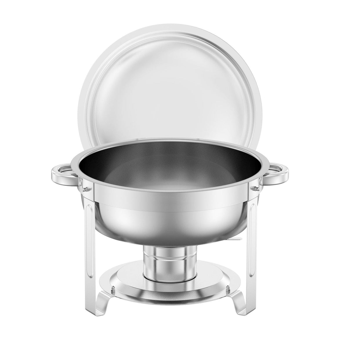 Chafing Dish Buffet Set, 5 Qt 4 Pack, Stainless Steel Chafer with 4 Full Size Pans, Round Catering Warmer Server with Lid Water Pan Folding Stand Clip, for Weddings Parties Banquets, Silver