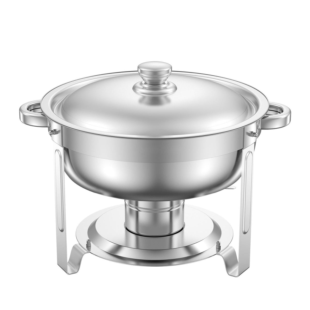 Chafing Dish Buffet Set, 5 Qt 4 Pack, Stainless Steel Chafer with 4 Full Size Pans, Round Catering Warmer Server with Lid Water Pan Folding Stand Clip, for Weddings Parties Banquets, Silver