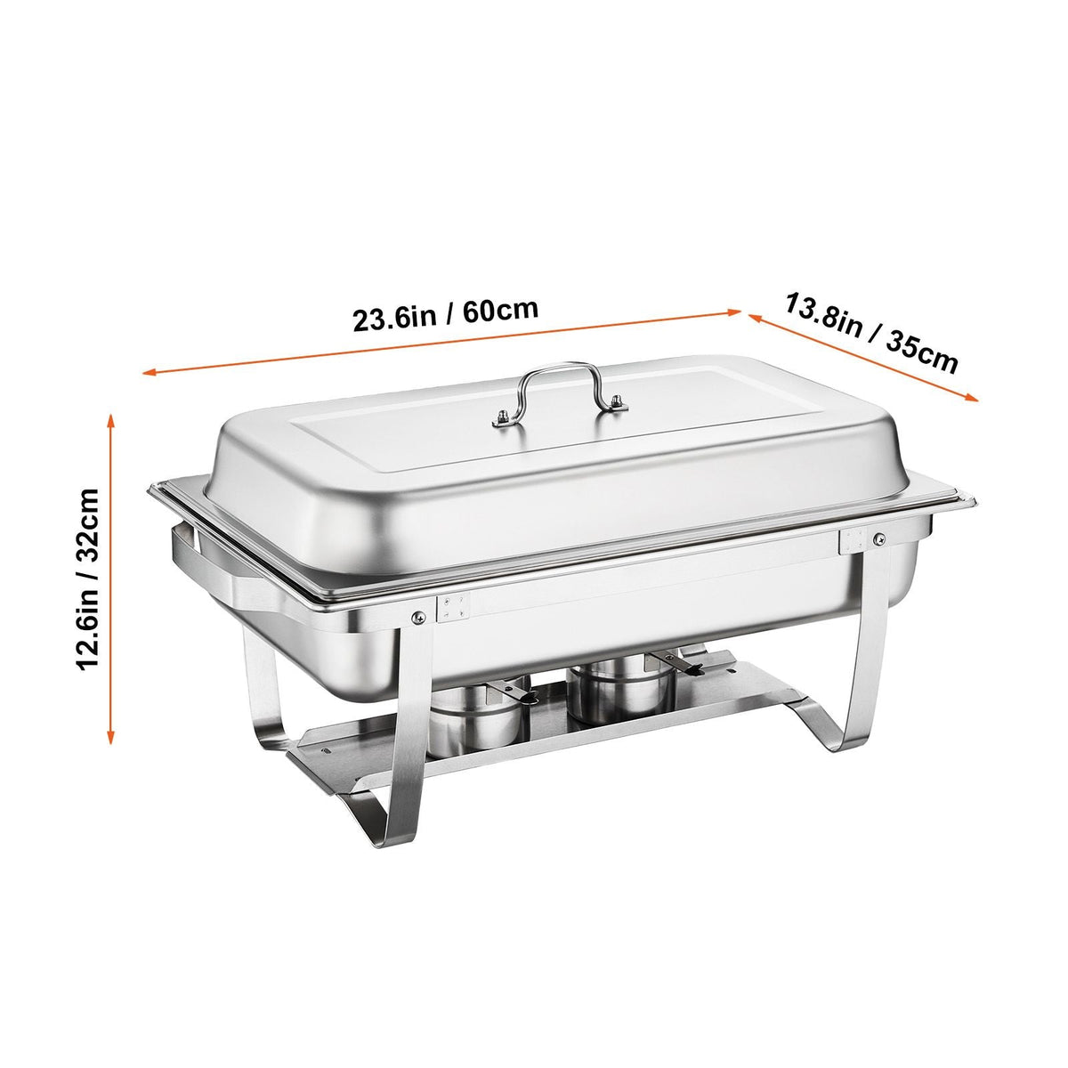 Chafing Dish Buffet Set, 8 Qt 2 Pack, Stainless Chafer with 2 Full & 4 Half Size Pans, Rectangle Catering Warmer Server with Lid Water Pan Folding Stand Fuel Tray Holder Clip, at Least 8 People