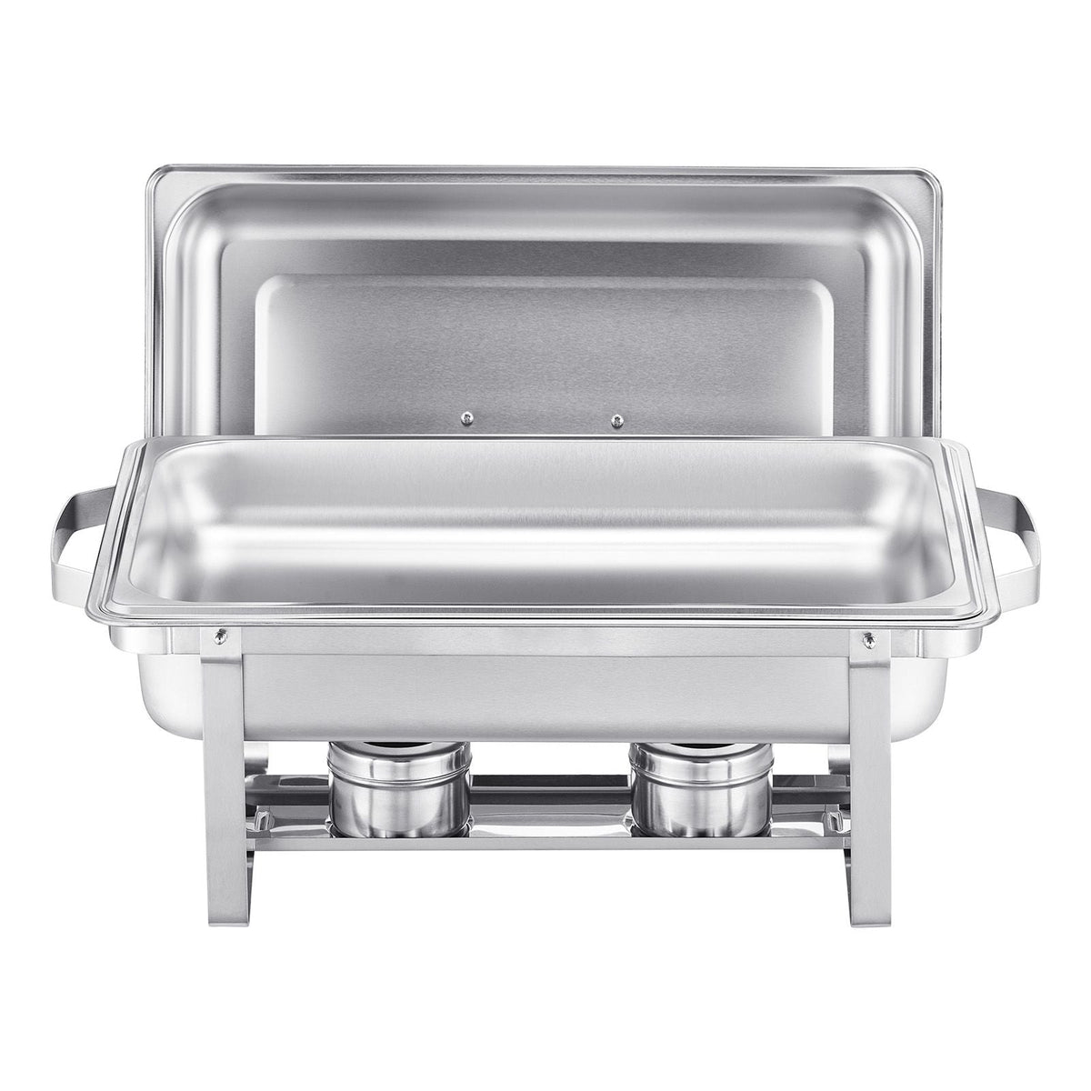 Chafing Dish Buffet Set, 8 Qt 2 Pack, Stainless Steel Chafer with 2 Full Size Pans, Rectangle Catering Warmer Server with Lid Water Pan Stand Fuel Holder, for Weddings Parties Banquets, Silver