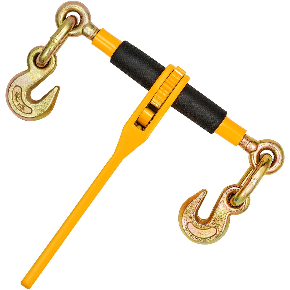 Chain and Binder Kit, 3/8"-1/2" Ratchet Load Binders 9200 lbs Working Load Limit, 3/8" x 10' G80 Chains with Grab Hooks, Ratchet Binders and Chains for Truck, Tie Down, Hauling, Towing, 2 Set