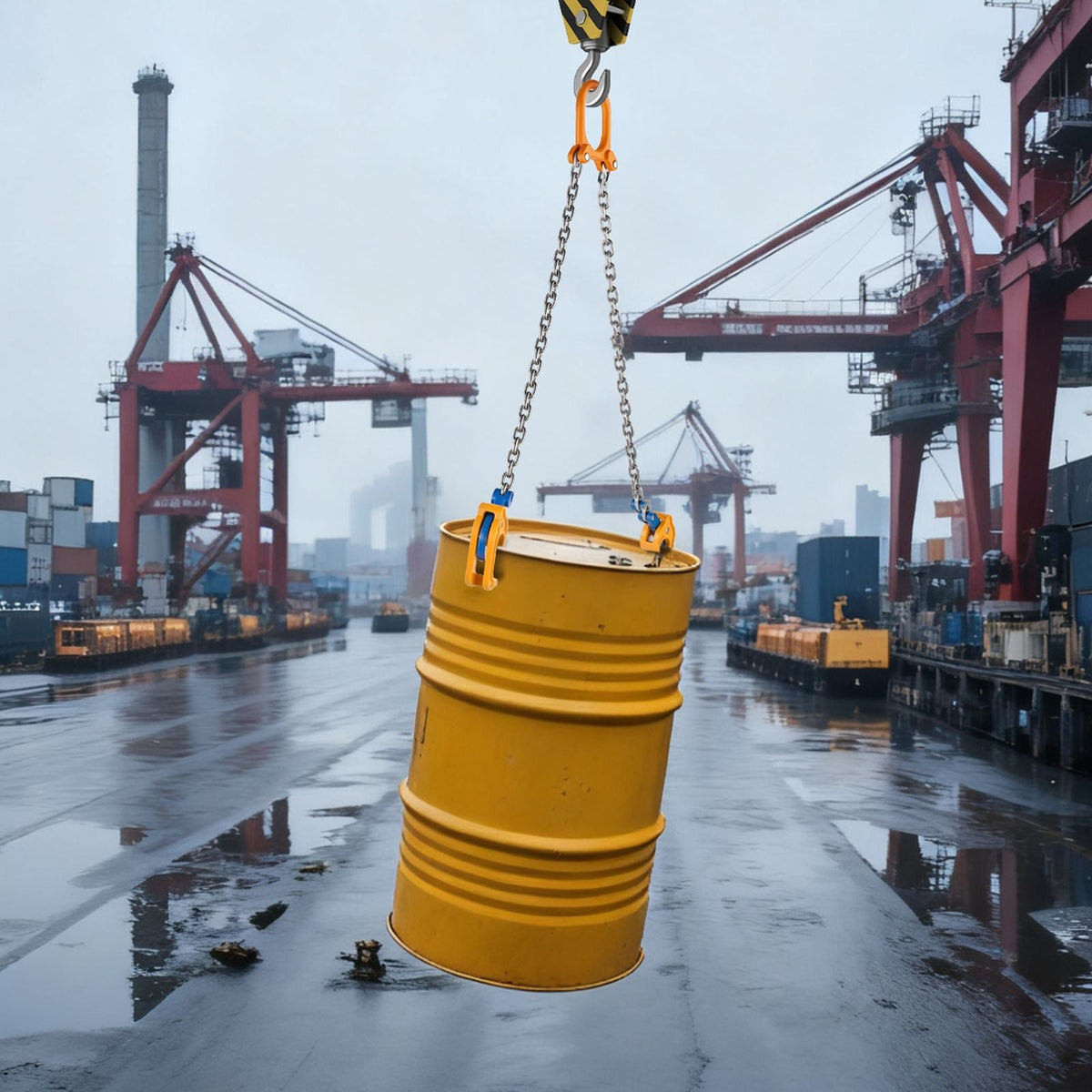 Chain Drum Lifter, G80 Drum Lifting Chain Sling with Thickened Security Hook, 2000LBS Capacity, 1.6ft Long Sturdy Drums Handling Equipment, Carbon Steel Barrel Lifter for Plastic & Metal Drums