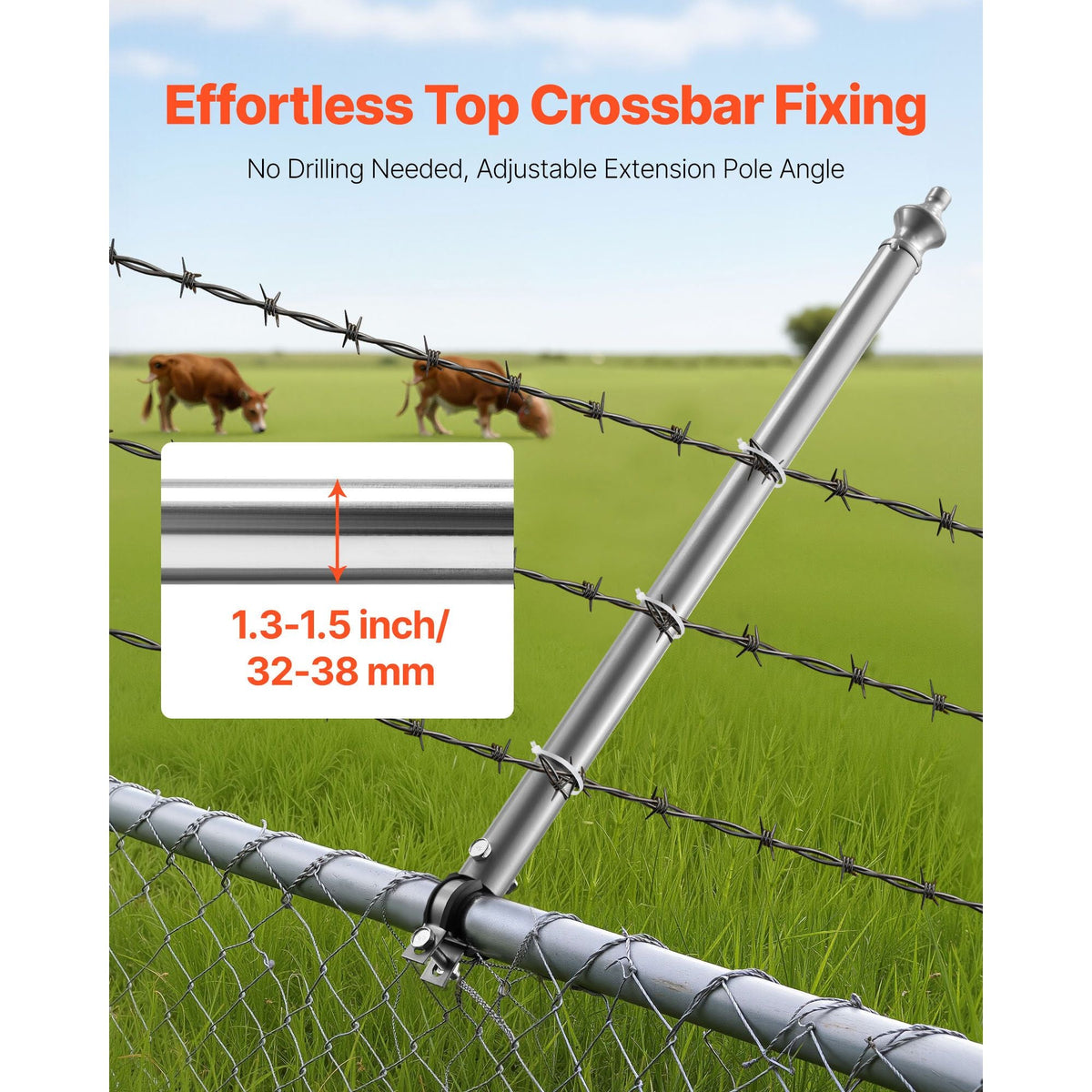 Chain Link Fence Extensions, 18 Packs 27.4" Extension Height, Galvanized Post Extender for 1.3" to 1.5" Top of Fence, U Bracket, Barbed Wire Extend Arm for Privacy, Prevent Dogs Jumping Out