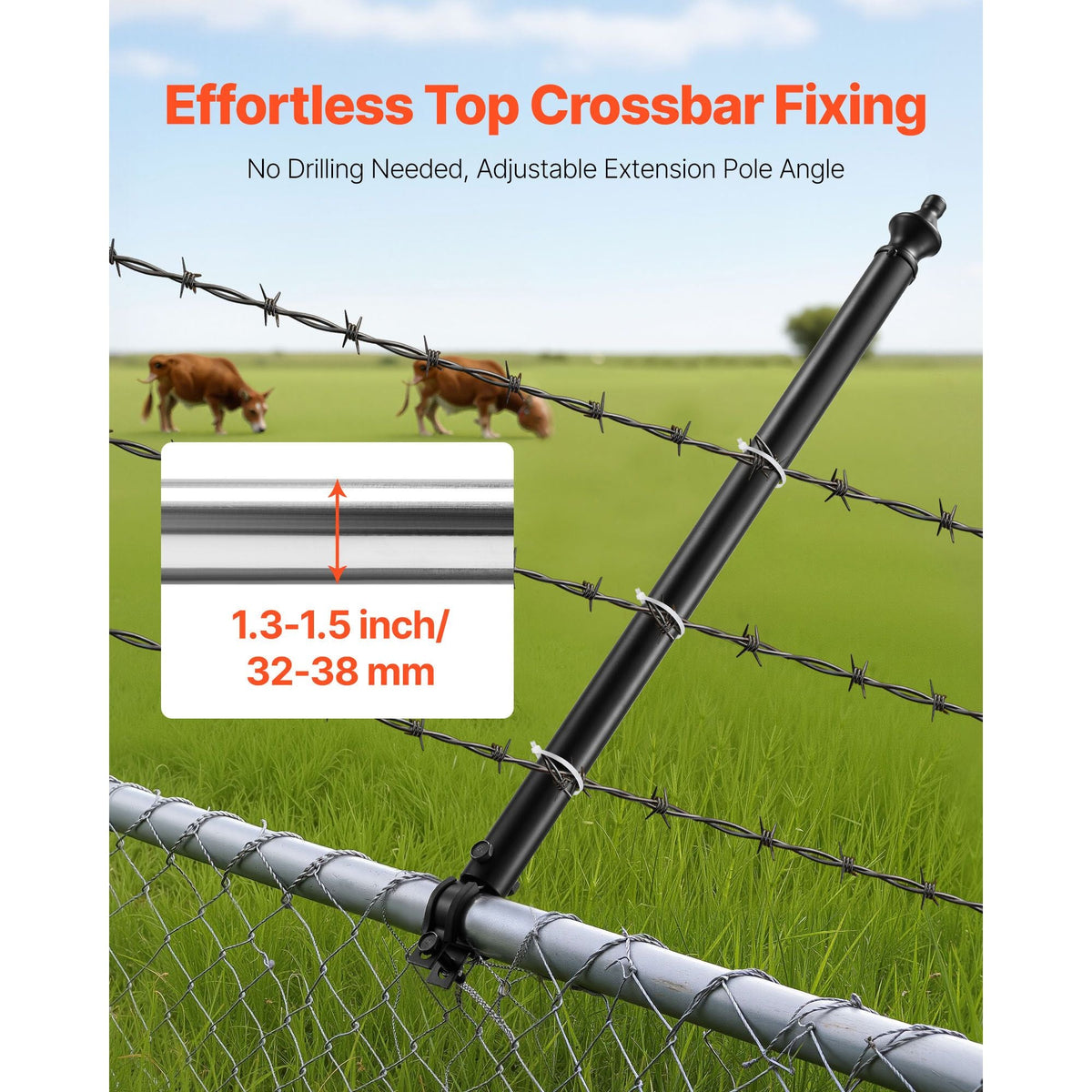 Chain Link Fence Extensions, 9 Packs 27.4" Extension Height, Galvanized Post Extender for 1.3" to 1.5" Top of Fence, U Bracket, Barbed Wire Extend Arm for Privacy, Prevent Dogs Jumping Out
