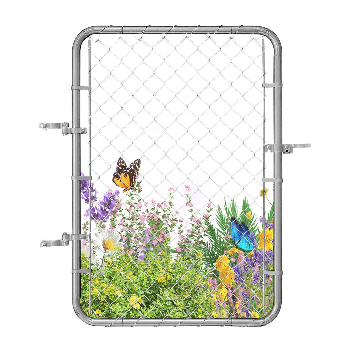 Chain Link Fence Gate, 32 x 46 in, Adjustable Chain Link Fence Panel, Fit 2-6 ft (W) x 4 ft (H) Garden Fence Gate Opening, Rust-Resistant Galvanized Fencing Gate for Farm Posts Not Included