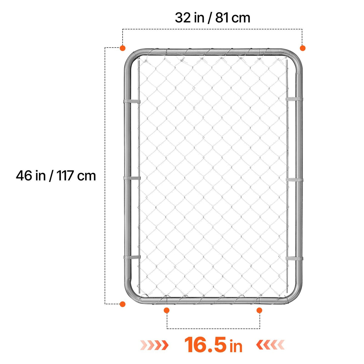 Chain Link Fence Gate, 32 x 46 in, Adjustable Chain Link Fence Panel, Fit 2-6 ft (W) x 4 ft (H) Garden Fence Gate Opening, Rust-Resistant Galvanized Fencing Gate for Farm Posts Not Included