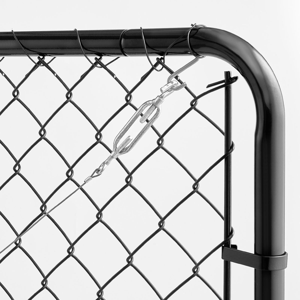 Chain Link Fence Gate, 72 x 48 in, Adjustable Chain Link Fence Panel, Fit 2.2-6 ft (W) x 6 ft (H) Garden Fence Gate Opening, Fencing Gate with Plastic Coating, for Farm Black, Posts Not Included