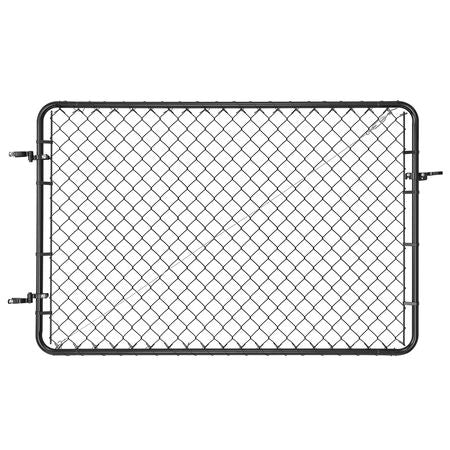 Chain Link Fence Gate, 72 x 48 in, Adjustable Chain Link Fence Panel, Fit 2.2-6 ft (W) x 6 ft (H) Garden Fence Gate Opening, Fencing Gate with Plastic Coating, for Farm Black, Posts Not Included