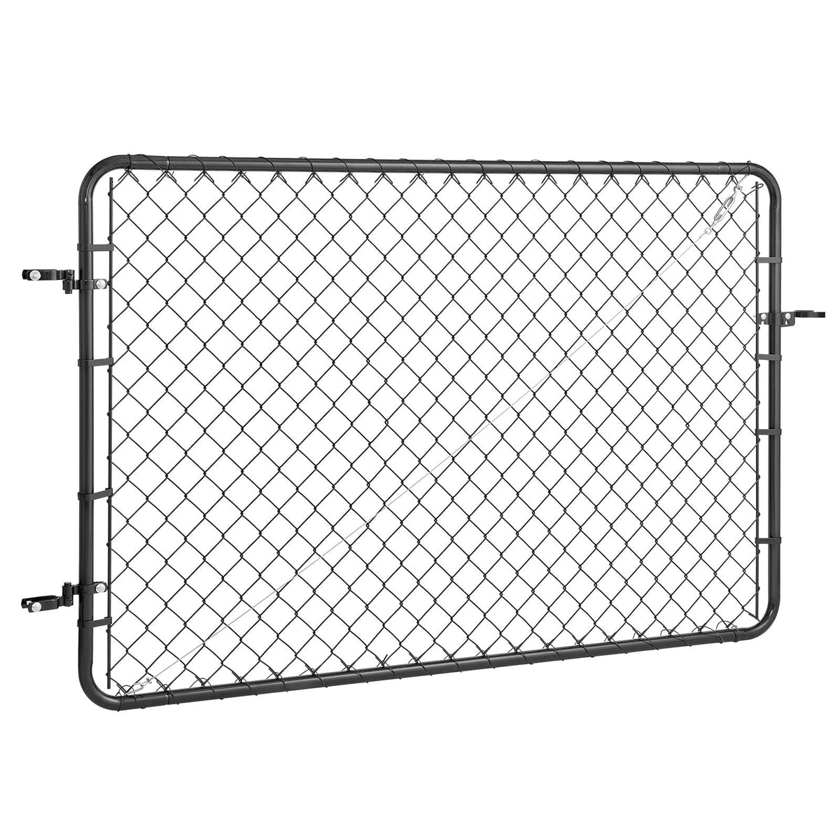 Chain Link Fence Gate, 72 x 48 in, Adjustable Chain Link Fence Panel, Fit 2.2-6 ft (W) x 6 ft (H) Garden Fence Gate Opening, Fencing Gate with Plastic Coating, for Farm Black, Posts Not Included