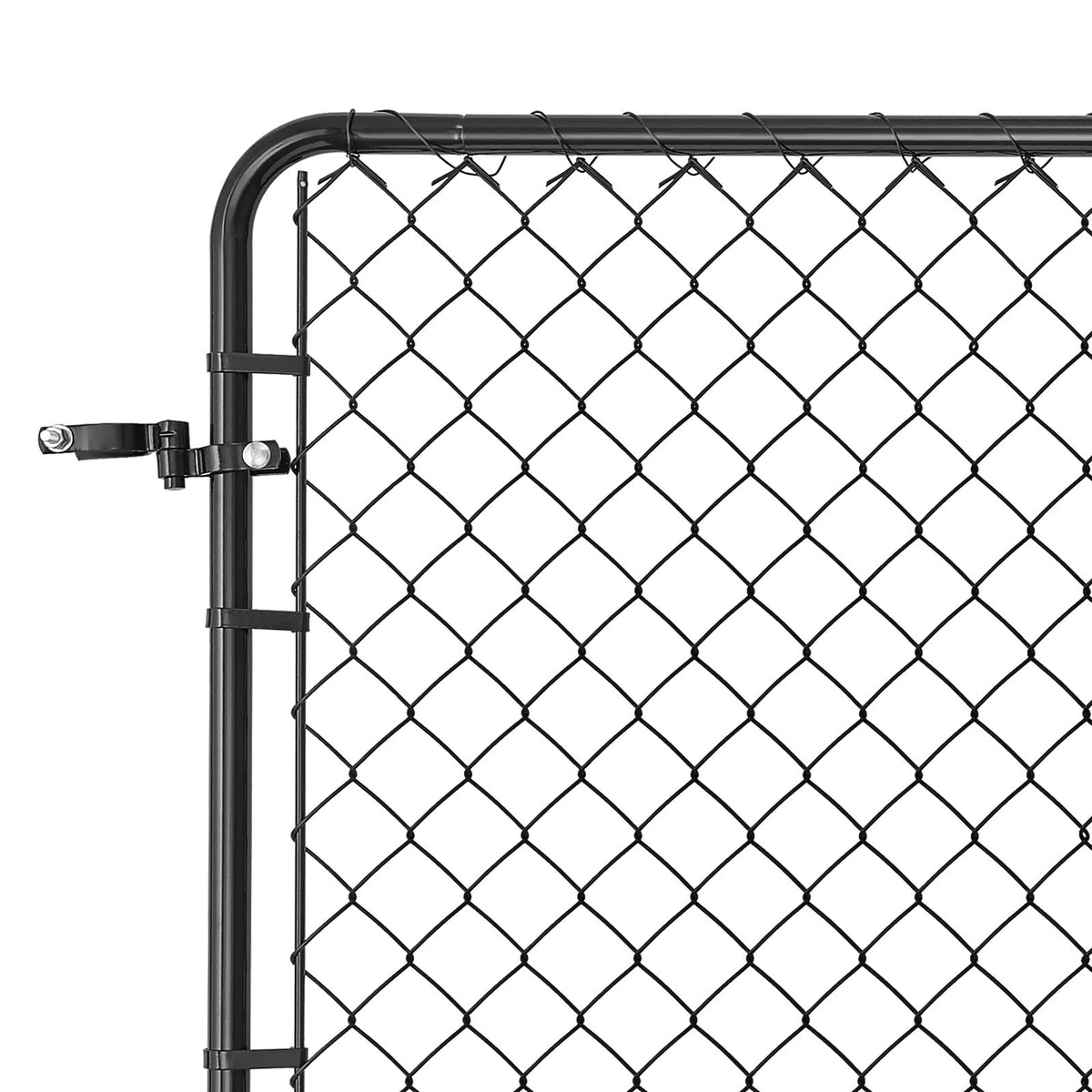 Chain Link Fence Gate, 72 x 48 in, Adjustable Chain Link Fence Panel, Fit 2.2-6 ft (W) x 6 ft (H) Garden Fence Gate Opening, Fencing Gate with Plastic Coating, for Farm Black, Posts Not Included