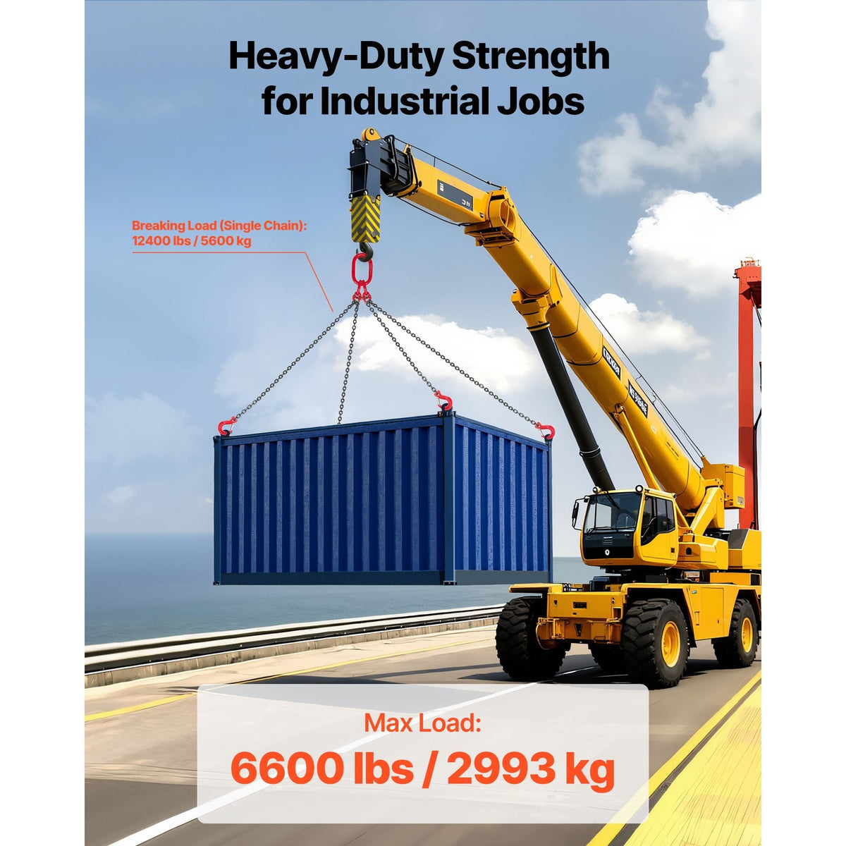 Chain Sling, 1/4 in x 5 ft Lifting Chains with 4 Leg Grab Hooks, Heavy Duty G80 Alloy Steel Lifting Sling, 6600LBS Capacity, Adjustable Engine Chain Hoist Lifts for Cargo Security Towing