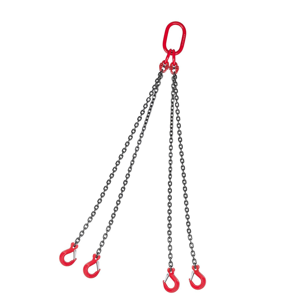 Chain Sling, 1/4 in x 5 ft Lifting Chains with 4 Leg Grab Hooks, Heavy Duty G80 Alloy Steel Lifting Sling, 6600LBS Capacity, Adjustable Engine Chain Hoist Lifts for Cargo Security Towing