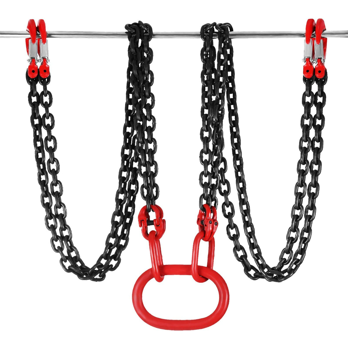 Chain Sling, 5/16 inch x 10 ft Lifting Chains with Hooks, G80 Engine Chain Hoist Lifts, 11000 lbs/5 Ton Capacity Lifting Sling Chains for Engine Hoist, Engine Lift Chain with 4 Leg Grab Hooks