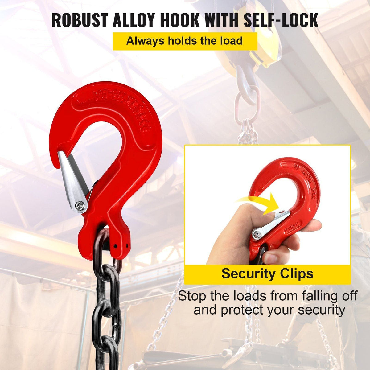 Chain Sling, 5/16 inch x 5 ft Lifting Chains with Hooks, G80 Engine Chain Hoist Lifts, 11000 lbs/5 Ton Capacity Lifting Sling Chains for Engine Hoist, Engine Lift Chain with 4 Leg Grab Hooks