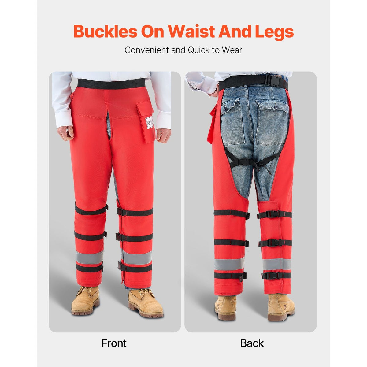 Chainsaw Chaps Wrap, Class D, 8 Layers Wrap Style Chainsaw Pants with Adjustable Belt & Gear Pocket, Chain Saw Chaps for Men/Women, Chainsaw Safety Equipment for Loggers Forest Workers, Large