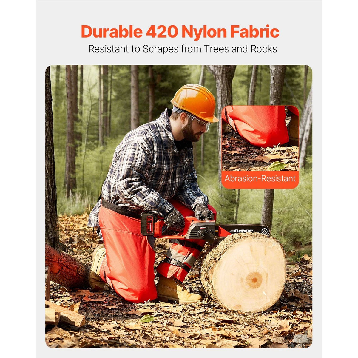 Chainsaw Chaps Wrap, Class D, 8 Layers Wrap Style Chainsaw Pants with Adjustable Belt & Gear Pocket, Chain Saw Chaps for Men/Women, Chainsaw Safety Equipment for Loggers Forest Workers, Large