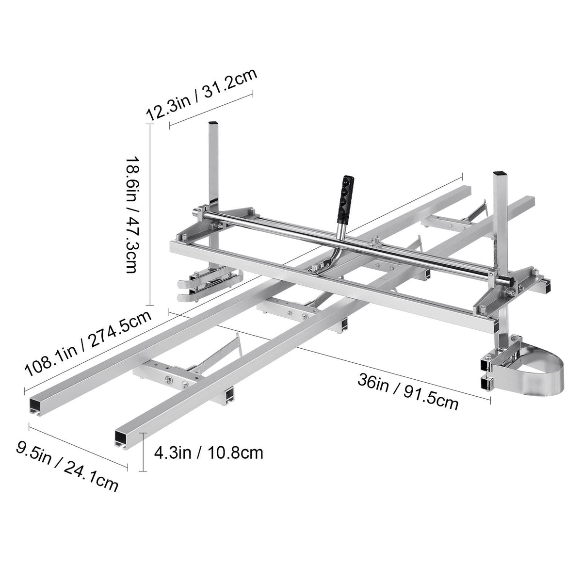 Chainsaw Mill and Rail Mill Guide System, Portable Sawmill 14"-36" Guide Bar, 9ft Aluminum Saw Milling Rail Guide with Chainsaw Planking Mill for Woodworkers and Carpenters
