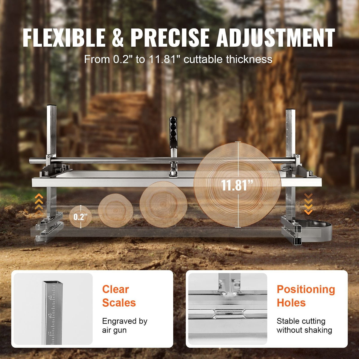 Chainsaw Mill, Portable Sawmill 14"-36" Guide Bar, Galvanized Steel Chainsaw Planking Mill with 0.2"-11.81" Cutting Thickness, Wood Lumber Cross Cutting Saw Mill for Builders and Woodworkers