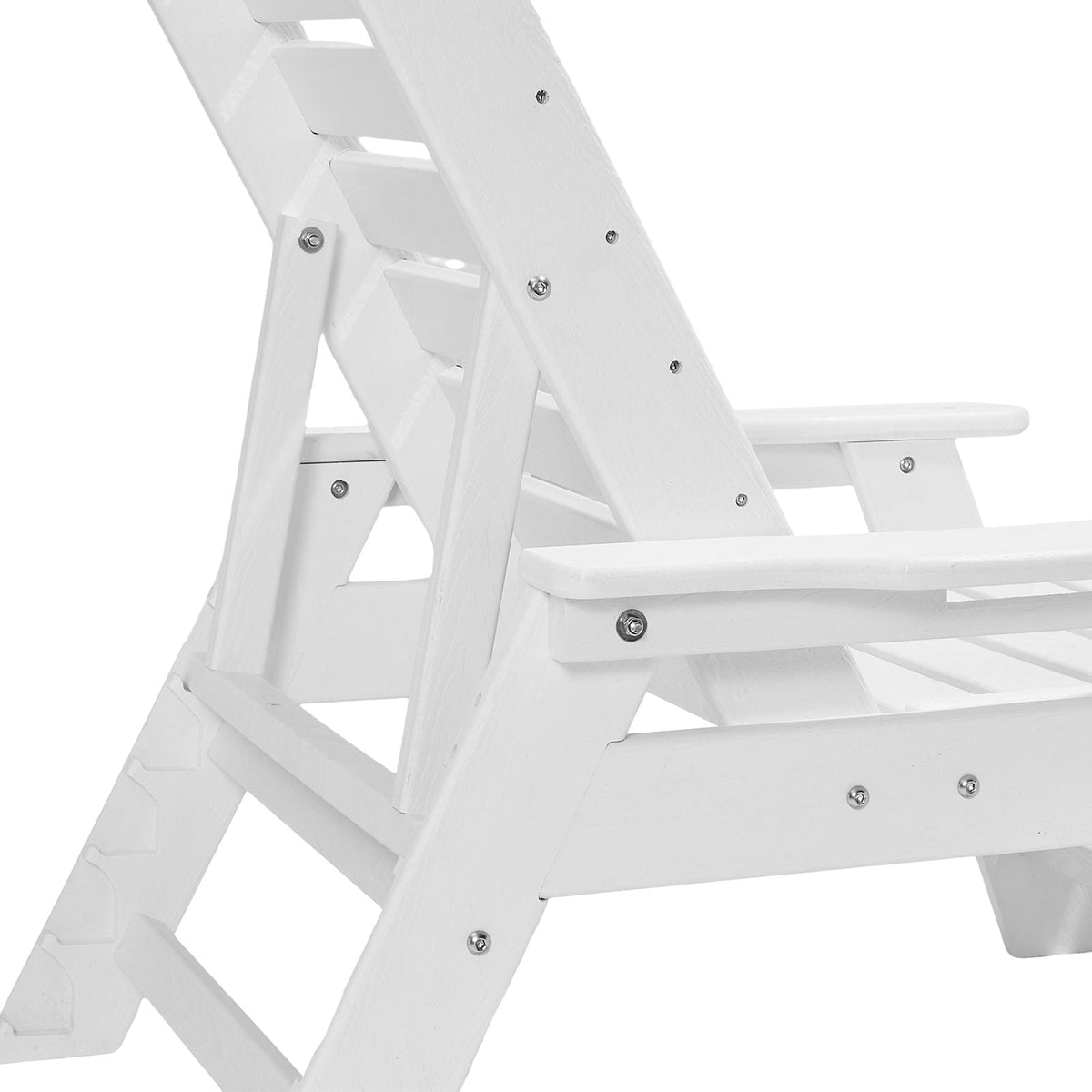 Chaise Lounge Chair, 400 lbs Weight Capacity, 6 Positions Adjustable Patio Lounge Chair, Outdoor HDPE Lounge Chair with Backrest & Cup Holder, for Pool Poolside Deck Backyard Lawn, White