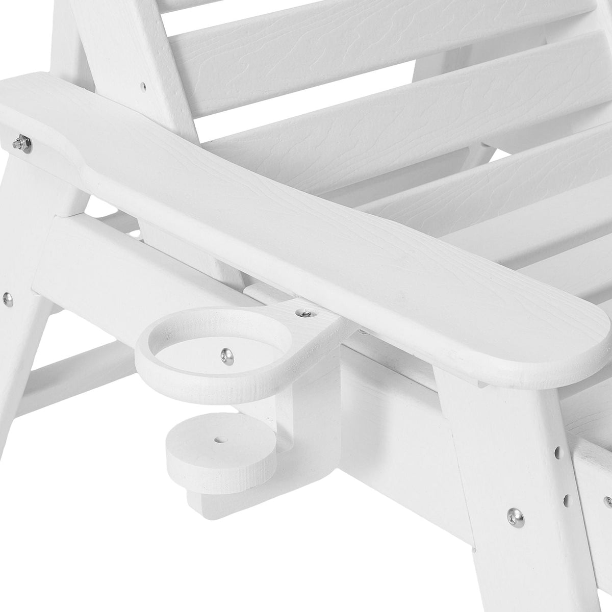 Chaise Lounge Chair, 400 lbs Weight Capacity, 6 Positions Adjustable Patio Lounge Chair, Outdoor HDPE Lounge Chair with Backrest & Cup Holder, for Pool Poolside Deck Backyard Lawn, White