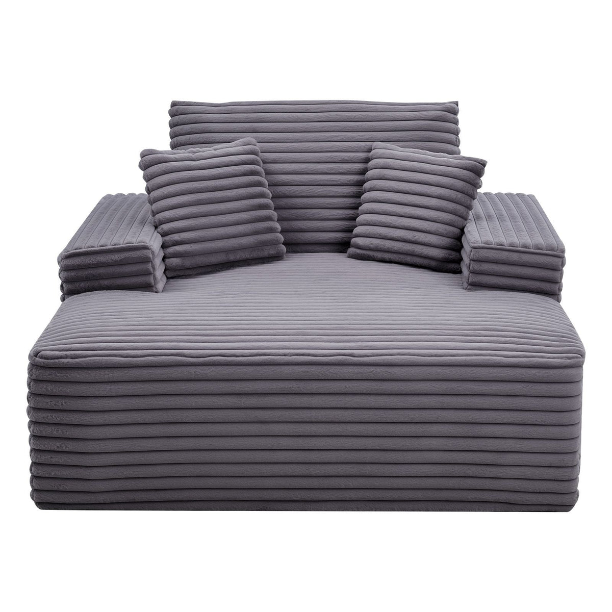 Chaise Lounge Chair, 48 in Boneless Chaise Lounge Indoor, Modern Upholstered Oversized Reading Chair with Throw Pillows & Armrests, Sofa Couch Deep Seat Sleeper for Living Room, Bedroom, Balcony
