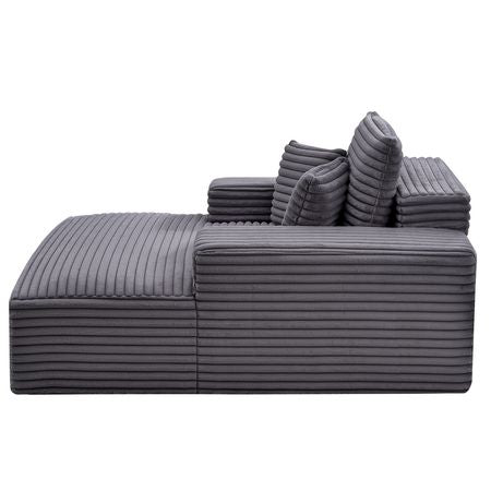 Chaise Lounge Chair, 48 in Boneless Chaise Lounge Indoor, Modern Upholstered Oversized Reading Chair with Throw Pillows & Armrests, Sofa Couch Deep Seat Sleeper for Living Room, Bedroom, Balcony