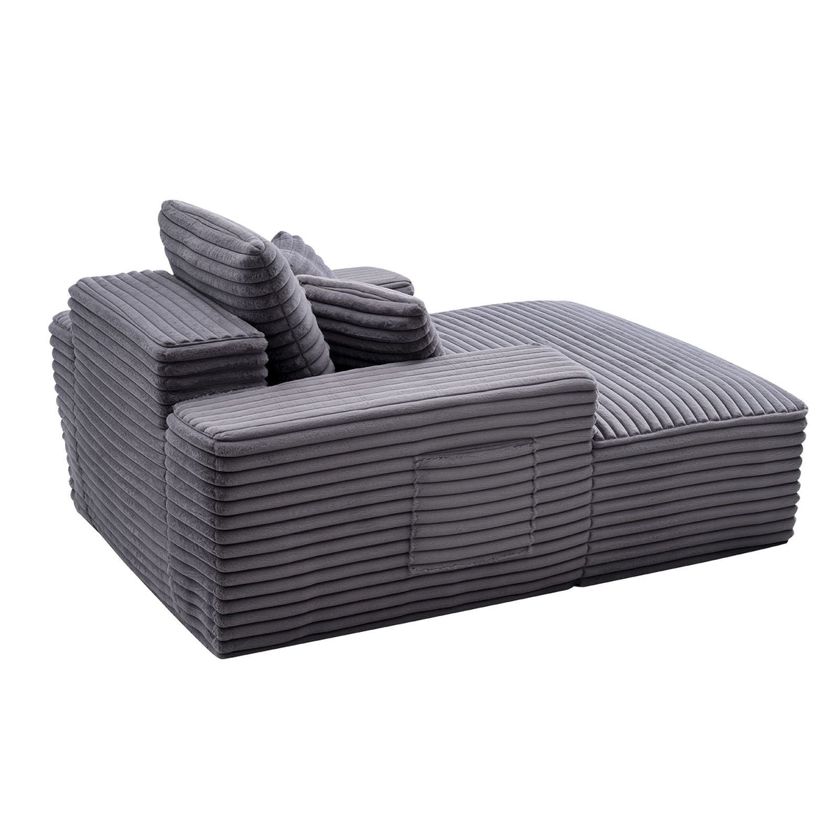 Chaise Lounge Chair, 48 in Boneless Chaise Lounge Indoor, Modern Upholstered Oversized Reading Chair with Throw Pillows & Armrests, Sofa Couch Deep Seat Sleeper for Living Room, Bedroom, Balcony