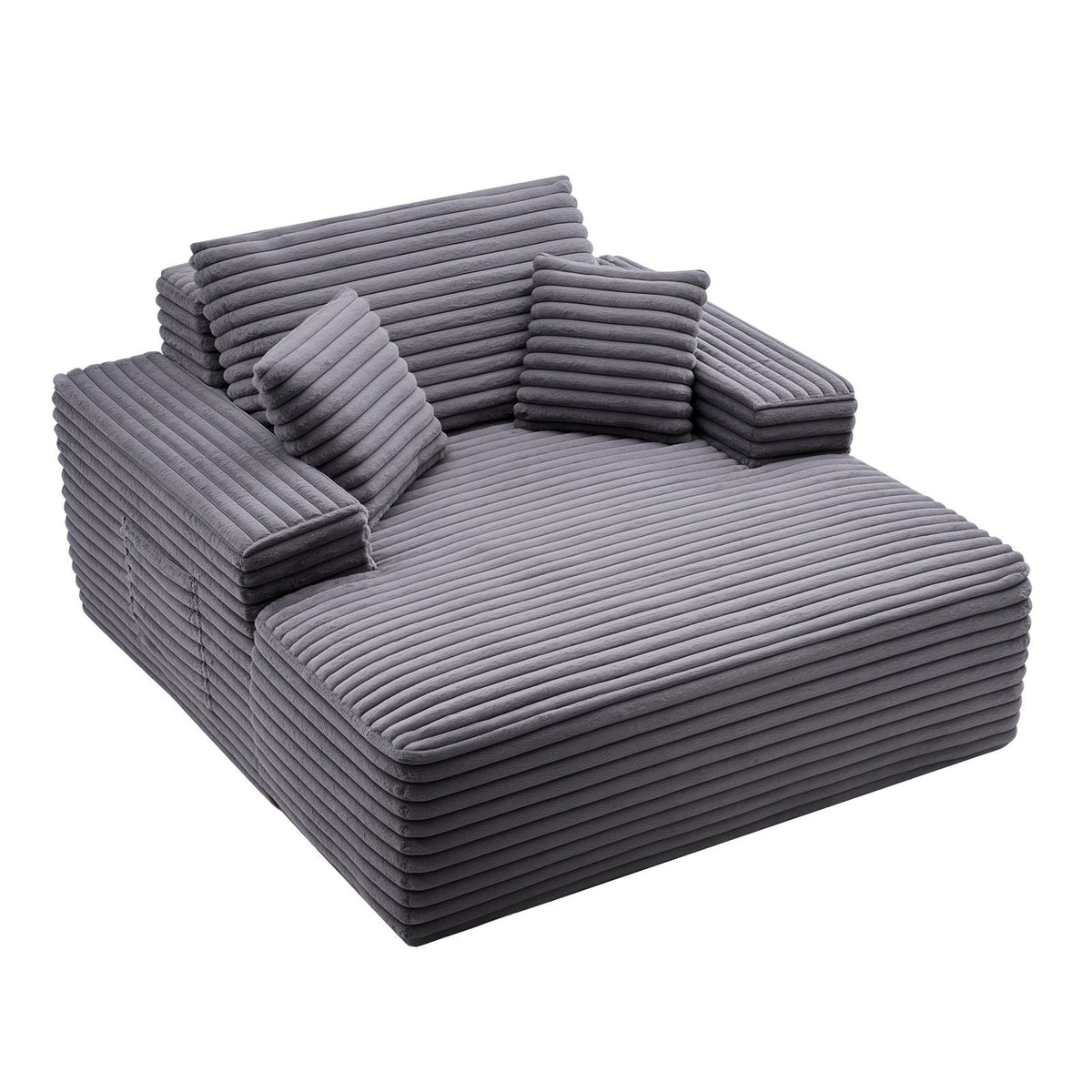 Chaise Lounge Chair, 48 in Boneless Chaise Lounge Indoor, Modern Upholstered Oversized Reading Chair with Throw Pillows & Armrests, Sofa Couch Deep Seat Sleeper for Living Room, Bedroom, Balcony