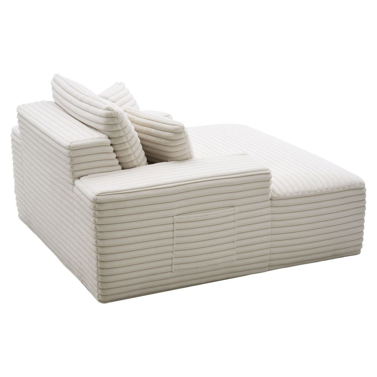 Chaise Lounge Chair, 54 in Boneless Chaise Lounge Indoor, Modern Upholstered Oversized Reading Chair with Throw Pillows & Armrests, Sofa Couch Deep Seat Sleeper for Living Room, Bedroom, Beige