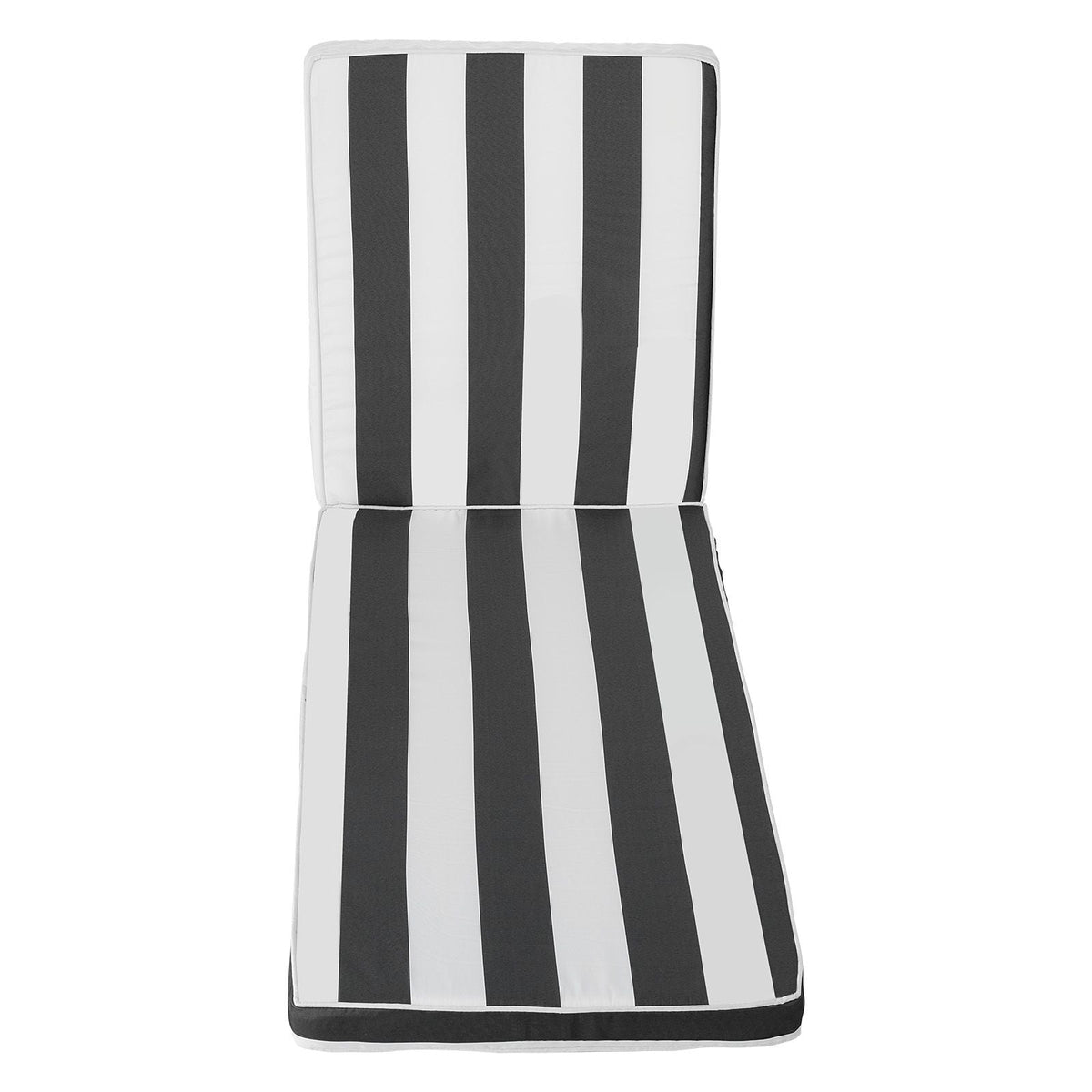 Chaise Lounge Cushion, 74 x 22 x 3 in, Set of 2 Outdoor Lounge Chair Cushions, Waterproof & Fade-Resistant Sun Lounger Cushions with Ties, Patio Lounger Pads for Pool Deck, Black & White Stripes