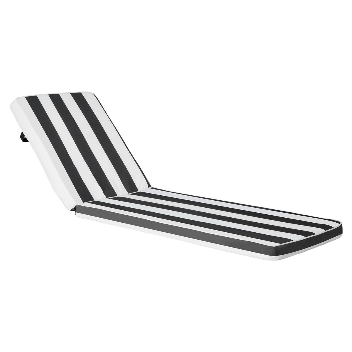 Chaise Lounge Cushion, 74 x 22 x 3 in, Set of 2 Outdoor Lounge Chair Cushions, Waterproof & Fade-Resistant Sun Lounger Cushions with Ties, Patio Lounger Pads for Pool Deck, Black & White Stripes