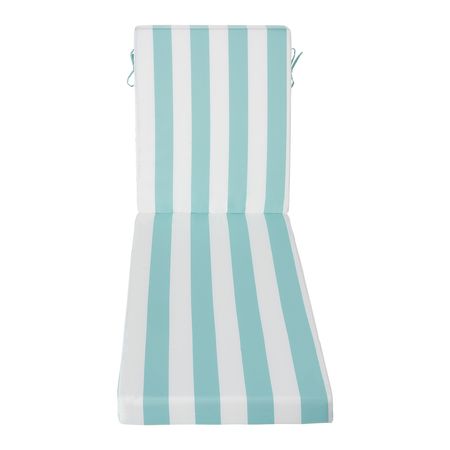 Chaise Lounge Cushion, 80 x 26 x 4 in, Set of 2 Outdoor Lounge Chair Cushions, Waterproof & Fade-Resistant Sun Lounger Cushions with Ties, Patio Lounger Pads for Pool Deck, Green & White Stripes