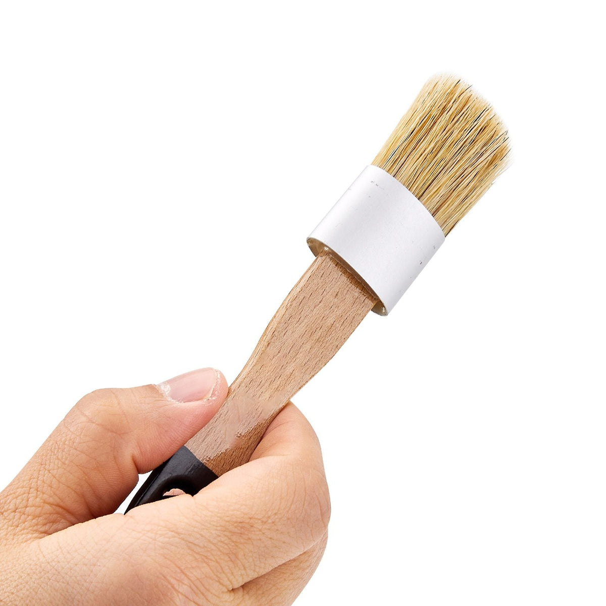 Chalk Wax Paint Brush, 4 Piece Wax Paint Brush, Chalk Paint Brushes for Furniture, Acrylic Paint,Milk Paint,Home Decor, Natural Bristle Round Oval Chalk Paint Brush for All Painting and Waxing