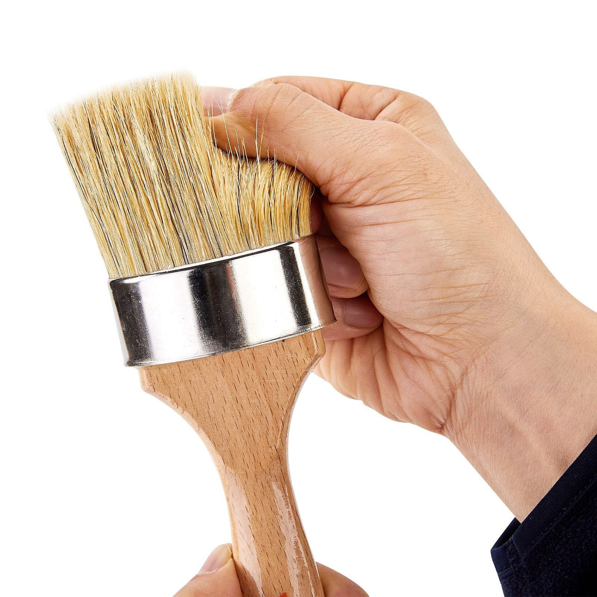 Chalk Wax Paint Brush, 4 Piece Wax Paint Brush, Chalk Paint Brushes for Furniture, Acrylic Paint,Milk Paint,Home Decor, Natural Bristle Round Oval Chalk Paint Brush for All Painting and Waxing