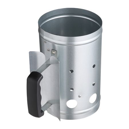 Charcoal Chimney Starter, 4 lbs Large Capacity Coal Fireplace, Heavy Duty BBQ Steel Chimney Starter for Charcoal Grill and Barbecues, Compact On-the-Go Carbon Lighter and BBQ Grill Tool, Silver
