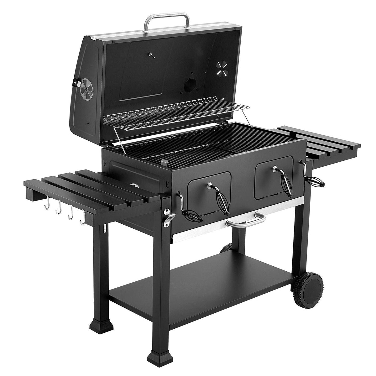Charcoal Grill, 780 sq.in. Extra-Large Charcoal Barbecue Grill with 2 Liftable Charcoal Trays & Folding Side Tables, High-Temp Powder-Coated Steel BBQ Cooking Grills for Patio Backyard Parties