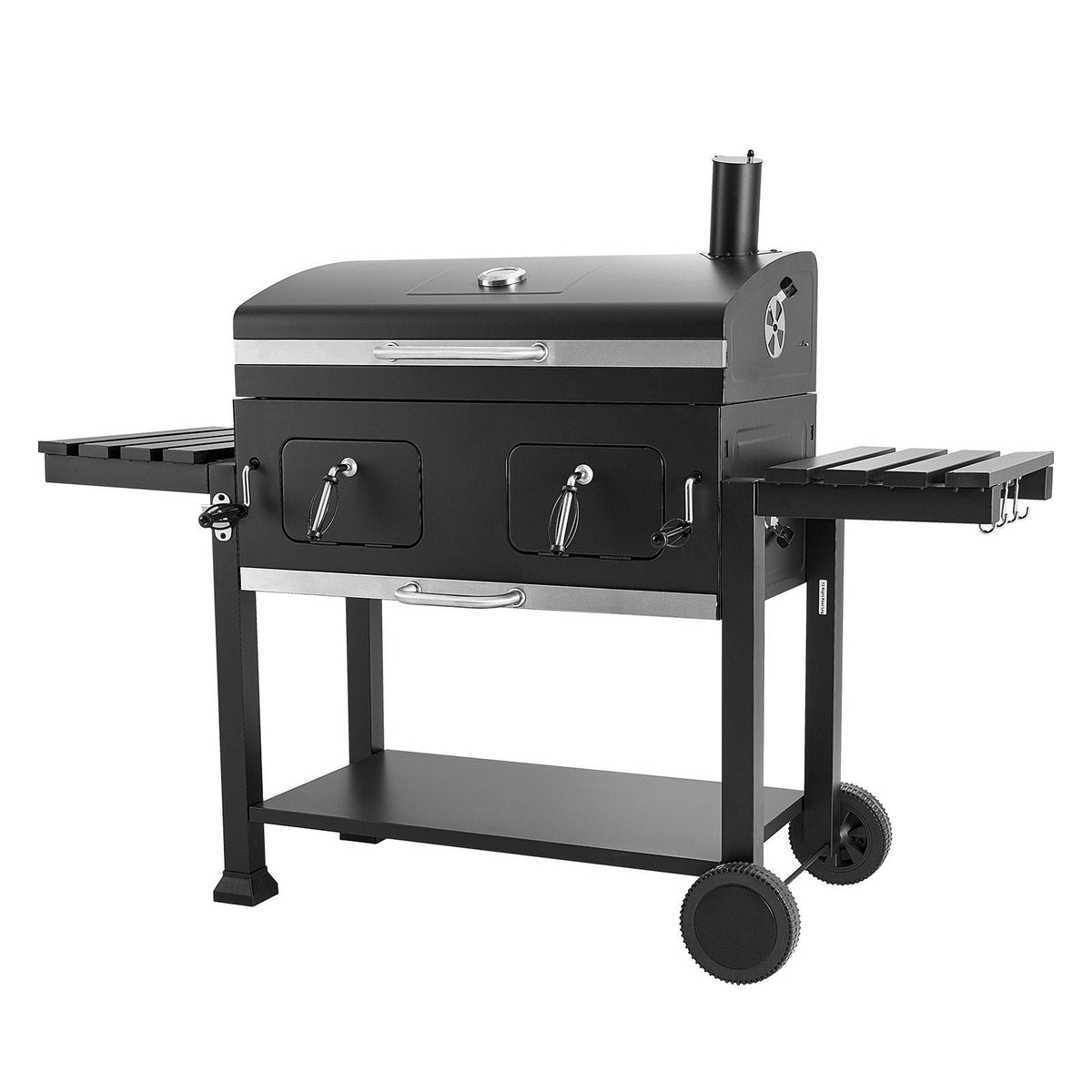 Charcoal Grill, 780 sq.in. Extra-Large Charcoal Barbecue Grill with 2 Liftable Charcoal Trays & Folding Side Tables, High-Temp Powder-Coated Steel BBQ Cooking Grills for Patio Backyard Parties