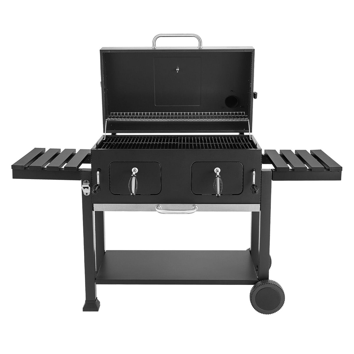 Charcoal Grill, 780 sq.in. Extra-Large Charcoal Barbecue Grill with 2 Liftable Charcoal Trays & Folding Side Tables, High-Temp Powder-Coated Steel BBQ Cooking Grills for Patio Backyard Parties
