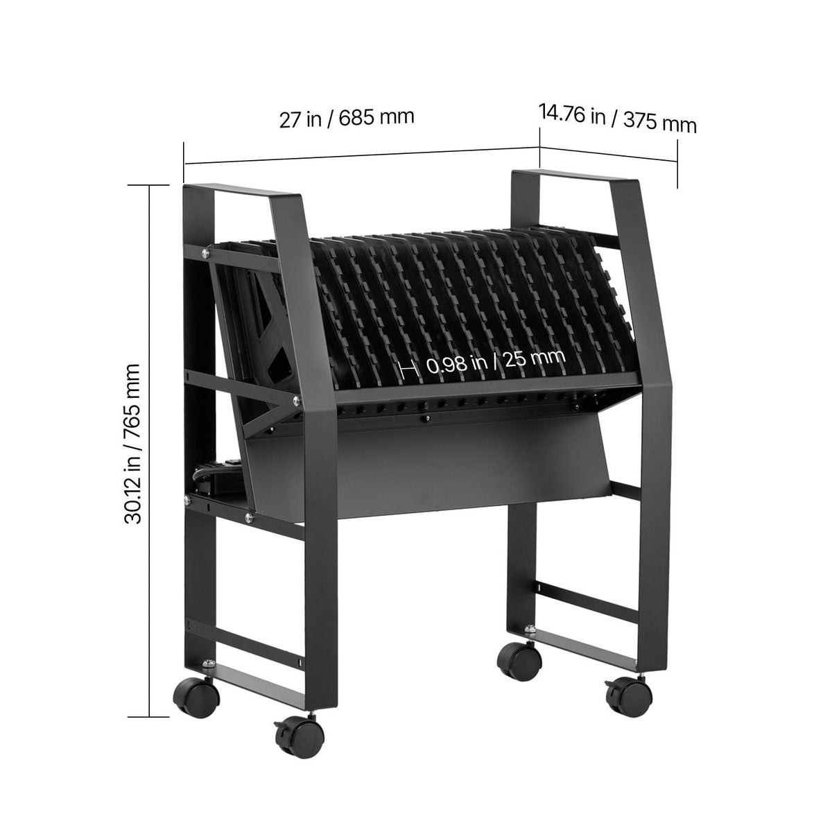 Charging Cart, 16 Device Mobile Open Charging Station, Up to 15.6 in Screen Size, Office and Classroom Mobile Charging Cart, for Chromebook, Tablet and Laptop