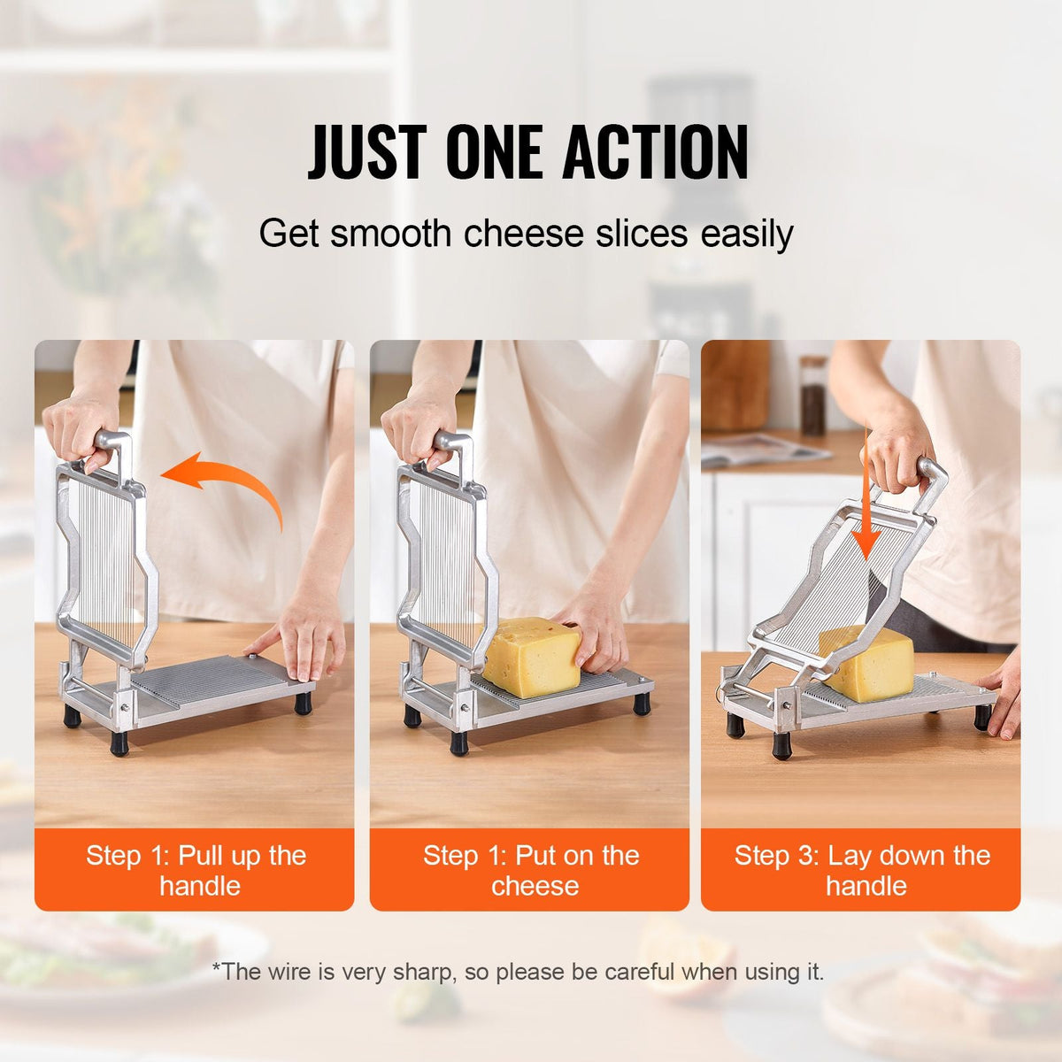 Cheese Cutter with Wire, 0.2" Ultra-Thin Cheeser Butter Cutting Blade, Detachable Cheese Slicer Wire, Aluminum Alloy Commercial Cheese Slicer with 316 Stainless Steel Knife Wire, Kitchen Cooking