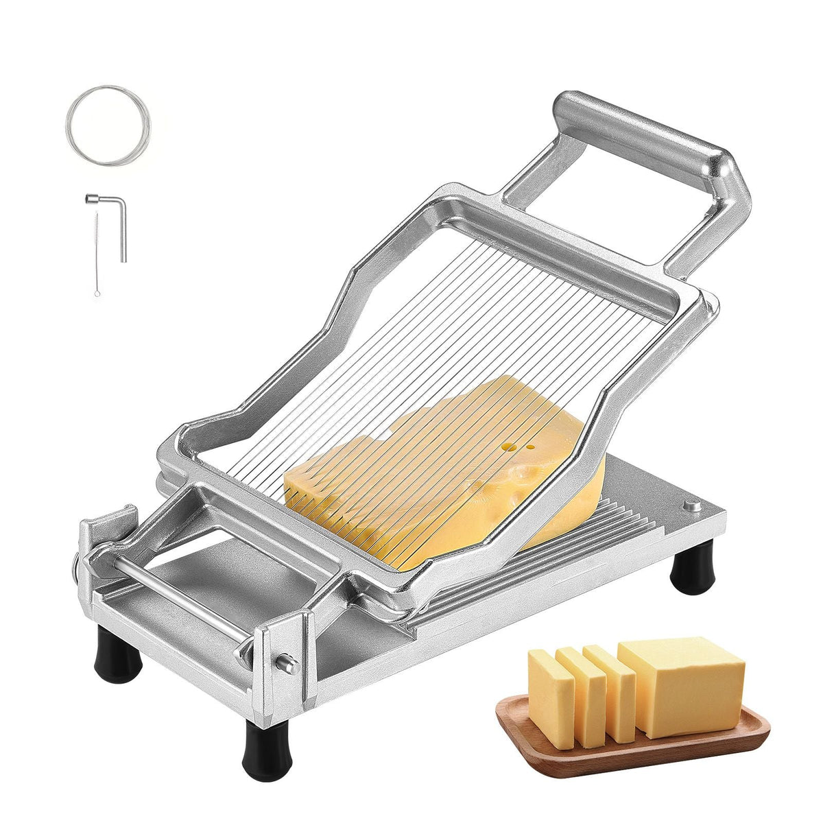 Cheese Cutter with Wire, 0.2" Ultra-Thin Cheeser Butter Cutting Blade, Detachable Cheese Slicer Wire, Aluminum Alloy Commercial Cheese Slicer with 316 Stainless Steel Knife Wire, Kitchen Cooking