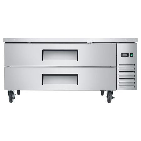 Chef Base Refrigerator, 52" W Commercial Chef Bases Worktop Refrigerators, 2-Drawer Under Counter Fridge with 8 Pans Stainless Steel, Heavy-Duty Refrigerated Base, Invisible Door Handle