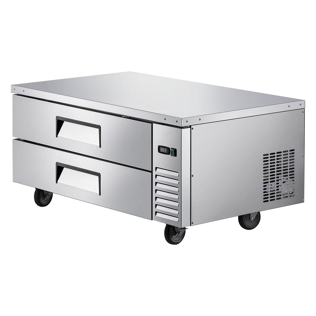 Chef Base Refrigerator, 52" W Commercial Chef Bases Worktop Refrigerators, 2-Drawer Under Counter Fridge with 8 Pans Stainless Steel, Heavy-Duty Refrigerated Base, Invisible Door Handle