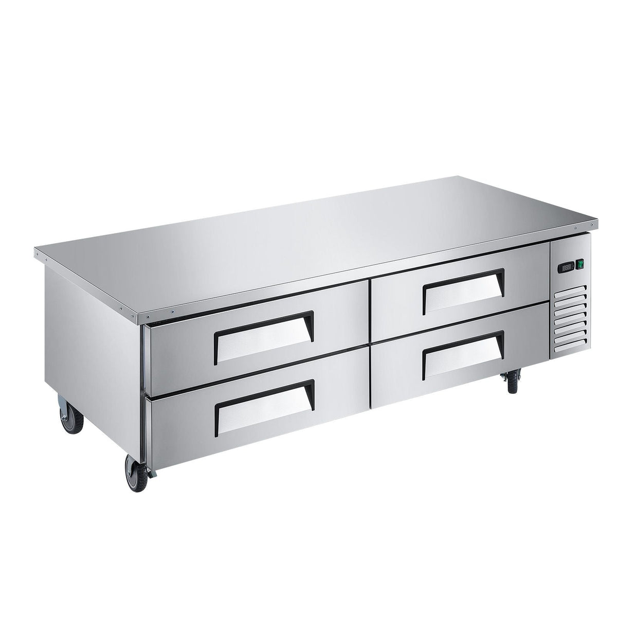 Chef Base Refrigerator, 72" W Commercial Chef Bases Worktop Refrigerators, 4-Drawer Under Counter Fridge with 12 Pans Stainless Steel, Heavy-Duty Refrigerated Base, Invisible Door Handle