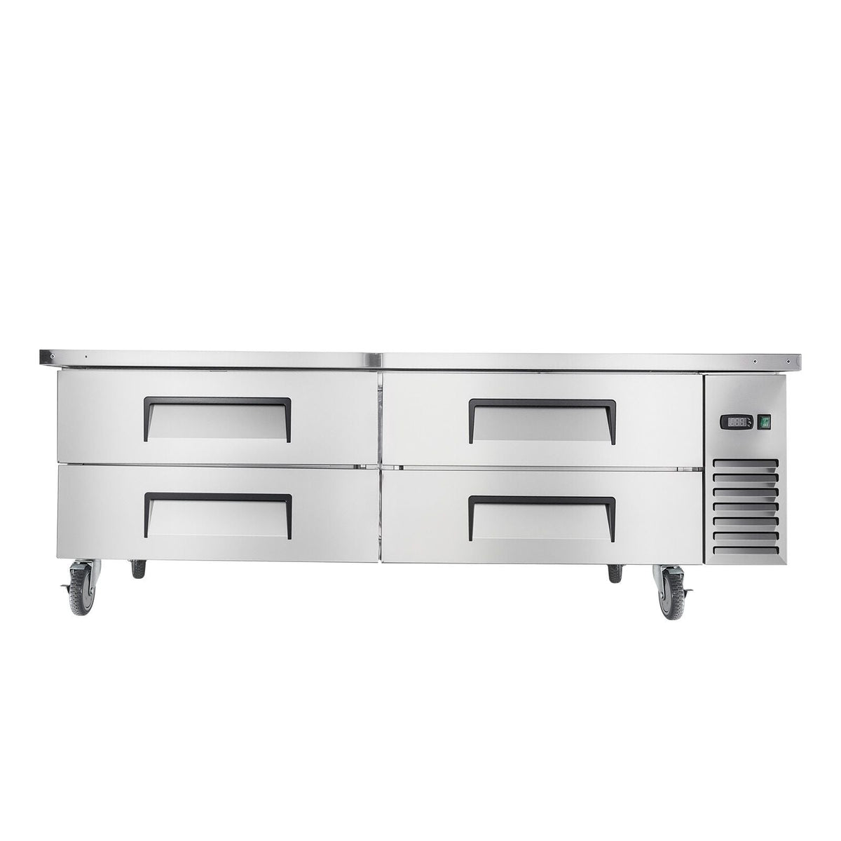 Chef Base Refrigerator, 72" W Commercial Chef Bases Worktop Refrigerators, 4-Drawer Under Counter Fridge with 12 Pans Stainless Steel, Heavy-Duty Refrigerated Base, Invisible Door Handle